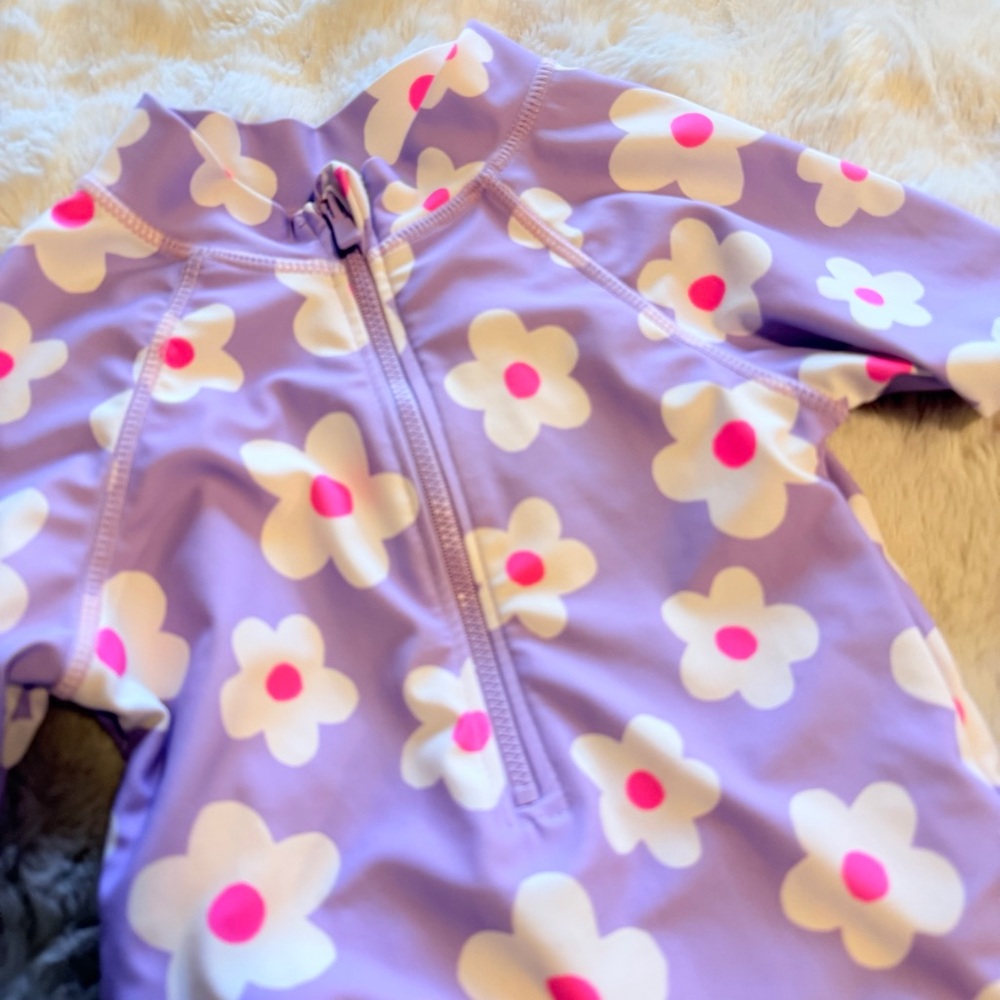Cotton On Kids Floral Swim One Piece - Purple and Pink - Picture 2 of 5